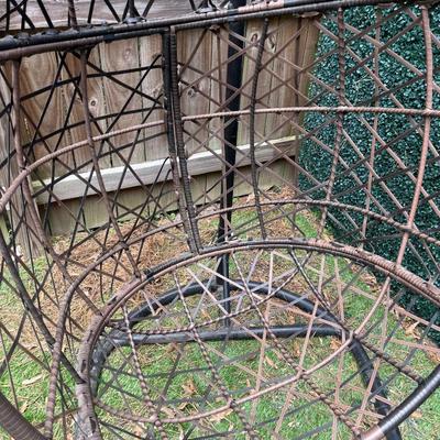 Sale Photo Thumbnail #77: Outdoor Hanging Egg Chair with Stand and Cushion. The cushion needs to be cleaned.

Base: 41” x 36.5” 
About 74” tall
