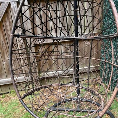 Sale Photo Thumbnail #78: Outdoor Hanging Egg Chair with Stand and Cushion. The cushion needs to be cleaned.

Base: 41” x 36.5” 
About 74” tall