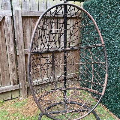 Sale Photo Thumbnail #79: Outdoor Hanging Egg Chair with Stand and Cushion. The cushion needs to be cleaned.

Base: 41” x 36.5” 
About 74” tall