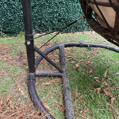 Sale Photo Thumbnail #85: Outdoor Hanging Egg Chair with Stand and Cushion. The cushion needs to be cleaned.

Base: 41” x 36.5” 
About 74” tall