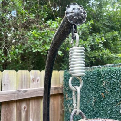 Sale Photo Thumbnail #87: Outdoor Hanging Egg Chair with Stand and Cushion. The cushion needs to be cleaned.

Base: 41” x 36.5” 
About 74” tall