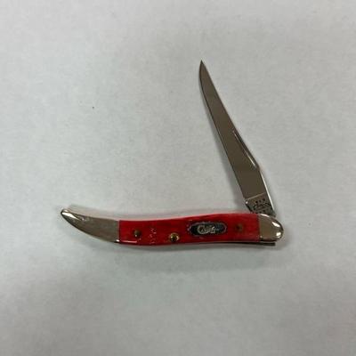 Sale Photo Thumbnail #15: Case XX toothpick Dark Red Handles  610096SS  build date 05/28/02  This knife was part of a collector's estate, it has not been used or carried only displayed.  Include original box.