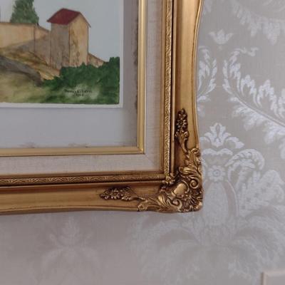 Framed Art- Lighthouse Design by Morris L. Davis- Possibly Watercolor- Approx 20 3/4" x 25"