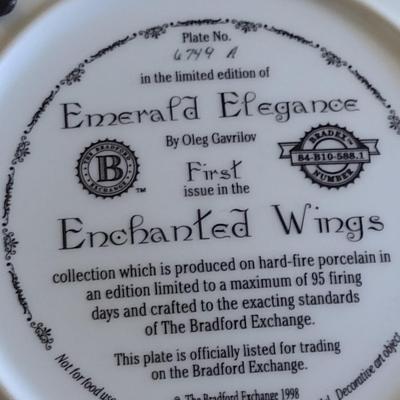 Collectible Limited Edition Emerald Elegance Plate in Wooden Hanger- Approx 11 1/4" in Diameter