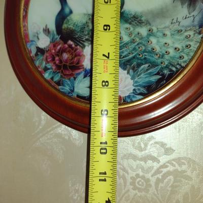 Collectible Gardens of Paradise Plate in Wooden Hanger- Approx 9 3/4" in Diameter