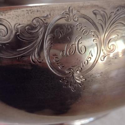 Antique Birks Sterling Silver Fruit Bowl- Approx 8" in Diameter- Item has Been Monogrammed- Approx Weight 371 Grams