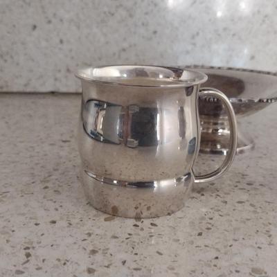 Collection of Sterling Silver Goods- Candy Dish, Baby Cup, Napkin Ring- Approx Total Weight 150 Grams