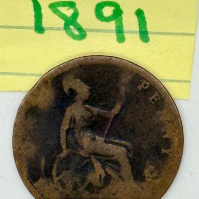 (5) QUEEN VICTORIA British Victorian Pennies 1800's-1900 1889 1891 1892 1896 1899