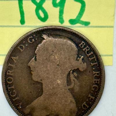(5) QUEEN VICTORIA British Victorian Pennies 1800's-1900 1889 1891 1892 1896 1899