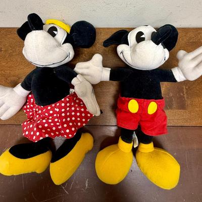 Set of Rare Vintage Disneyland Yester Ears Pie Eyed Mickey & Minnie Plush Dolls