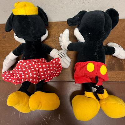 Set of Rare Vintage Disneyland Yester Ears Pie Eyed Mickey & Minnie Plush Dolls
