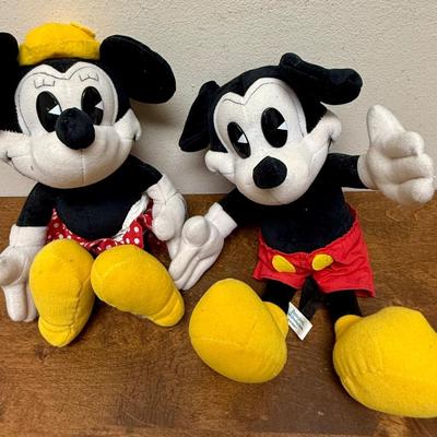 Set of Rare Vintage Disneyland Yester Ears Pie Eyed Mickey & Minnie Plush Dolls