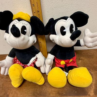 Set of Rare Vintage Disneyland Yester Ears Pie Eyed Mickey & Minnie Plush Dolls