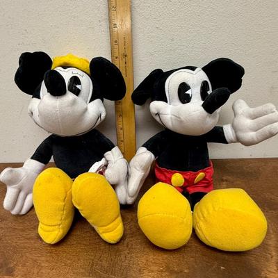 Set of Rare Vintage Disneyland Yester Ears Pie Eyed Mickey & Minnie Plush Dolls