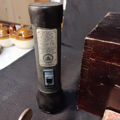 GENUINE AND ORIGINAL IRWIN BITS, WOOD CHEST AND MISC TOOLS