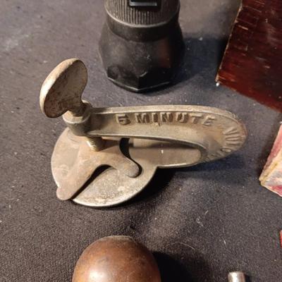 GENUINE AND ORIGINAL IRWIN BITS, WOOD CHEST AND MISC TOOLS