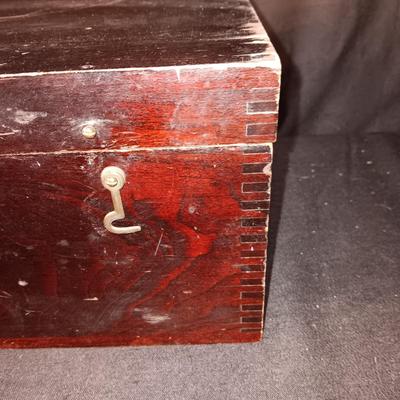 GENUINE AND ORIGINAL IRWIN BITS, WOOD CHEST AND MISC TOOLS