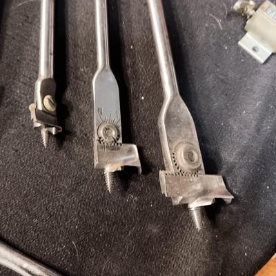 GENUINE AND ORIGINAL IRWIN BITS, WOOD CHEST AND MISC TOOLS