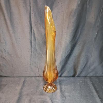 AMBER/GOLD GLASS SWUNG VASE
