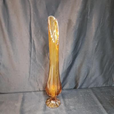 AMBER/GOLD GLASS SWUNG VASE