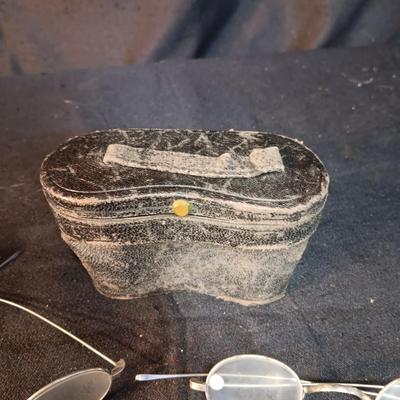 OLD EYE GLASSES AND BINOCULARS