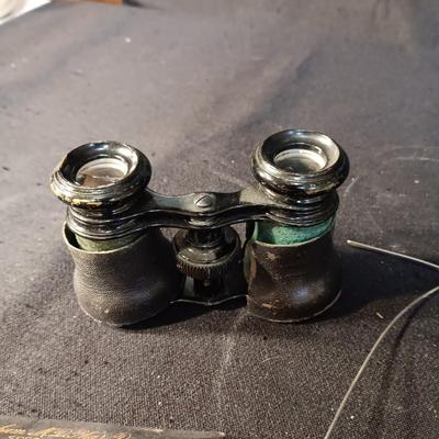 OLD EYE GLASSES AND BINOCULARS