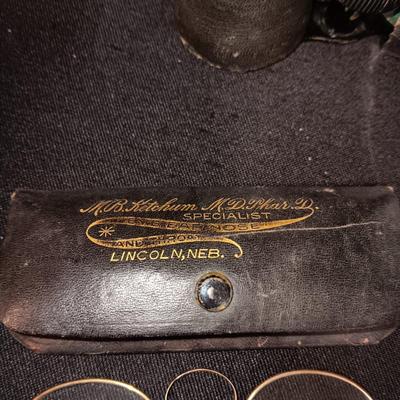 OLD EYE GLASSES AND BINOCULARS