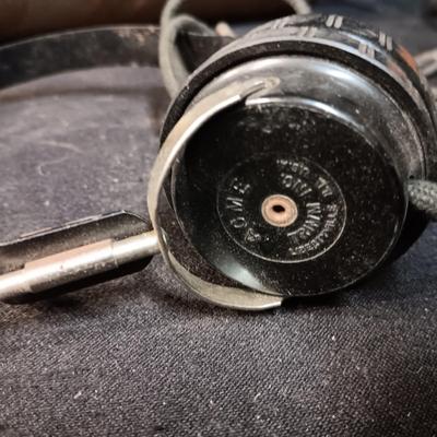BRASS FIRE EXTINGUISHER AND VARIOUS HEADPHONES