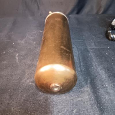 BRASS FIRE EXTINGUISHER AND VARIOUS HEADPHONES