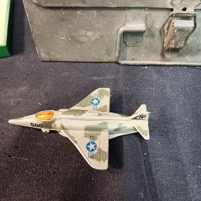 MILITARY FIRST AID KIT, DIE-CAST MODEL PLANE AND LIBERATION OF KUWAIT MEDAL