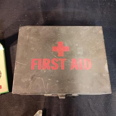MILITARY FIRST AID KIT, DIE-CAST MODEL PLANE AND LIBERATION OF KUWAIT MEDAL