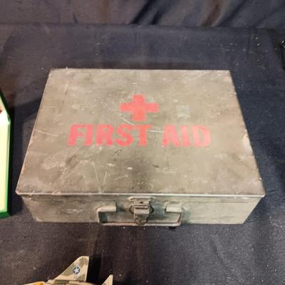 MILITARY FIRST AID KIT, DIE-CAST MODEL PLANE AND LIBERATION OF KUWAIT MEDAL
