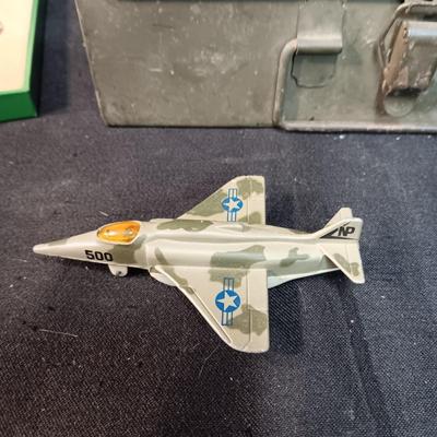 MILITARY FIRST AID KIT, DIE-CAST MODEL PLANE AND LIBERATION OF KUWAIT MEDAL