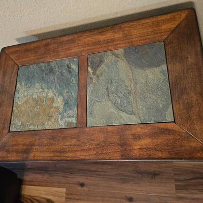 Mission-Style Wood & Slate Side Table (1 of 2)