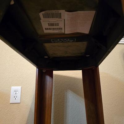 Mission-Style Wood & Slate Side Table (1 of 2)
