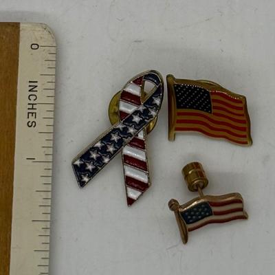 Lot of 3 Vintage America Flag Patriotic Lapel Pins