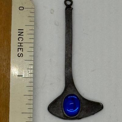 Antique Pendant Cobalt blue Glass Stone