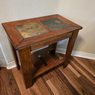 Mission-Style Wood & Slate Side Table (2 of 2 )