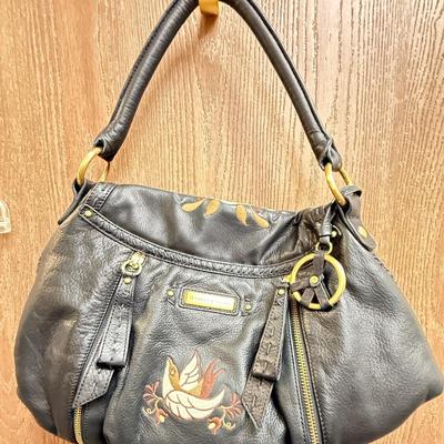 Isabella Fiore Leather Floral Embossed Shoulder Bag Purse