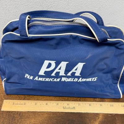 Vintage Early PAA Pan American World Airways Flight Bag Aviation 1950's-1960's Era