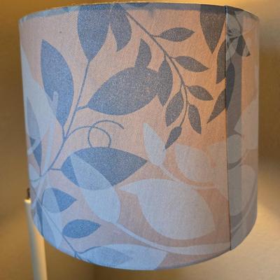 Brass and White adjustable Floor Lamp with Botanical Shade