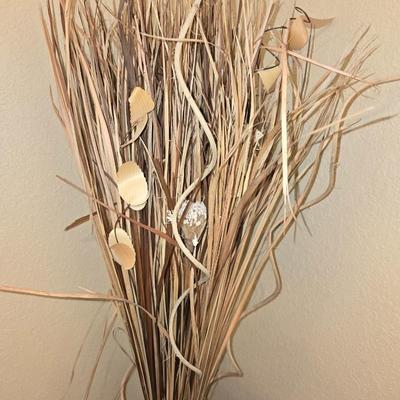Woven Vase with Dried Grass & Metal Lantern