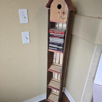 Rustic Wooden Birdhouse-Top CD Shelf