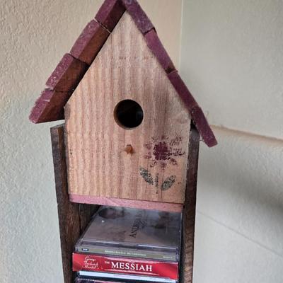Rustic Wooden Birdhouse-Top CD Shelf