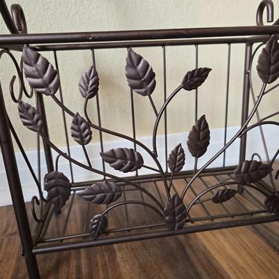 Metal Scroll Magazine Rack small end table and small accent Lamp
