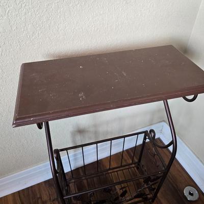 Metal Scroll Magazine Rack small end table and small accent Lamp