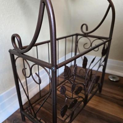 Metal Scroll Magazine Rack small end table and small accent Lamp