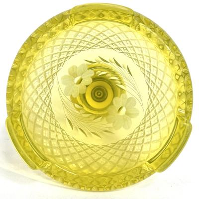 Beautiful Uranium Vaseline Glass Yellow Footed Candlestick Holders