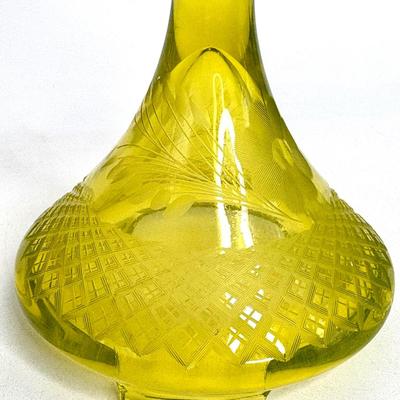 Beautiful Uranium Vaseline Glass Yellow Footed Candlestick Holders