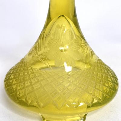Beautiful Uranium Vaseline Glass Yellow Footed Candlestick Holders